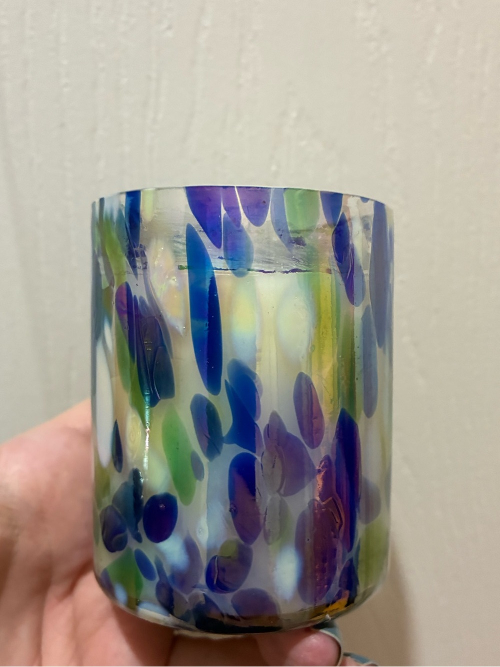 Anthropologie Mosaic Glass Vessel Candle in Evening Sky